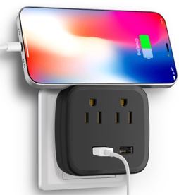 2-Outlet Wall Plug with 2 USB-A Ports, Compact Direct Plug Adapter for Home and Travel (Model 2360000801) - Image 2