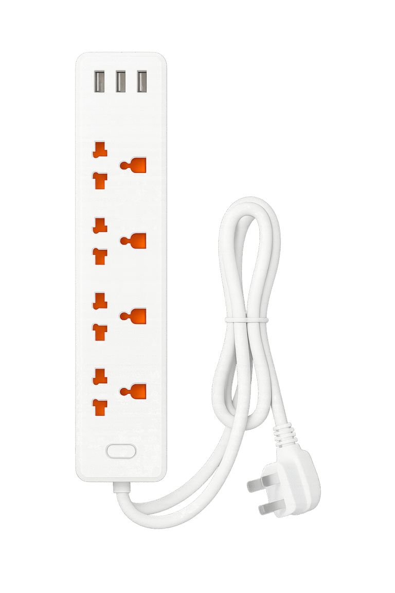 4-Outlet Power Strip with 3 USB-A Ports (236000005) White No letter