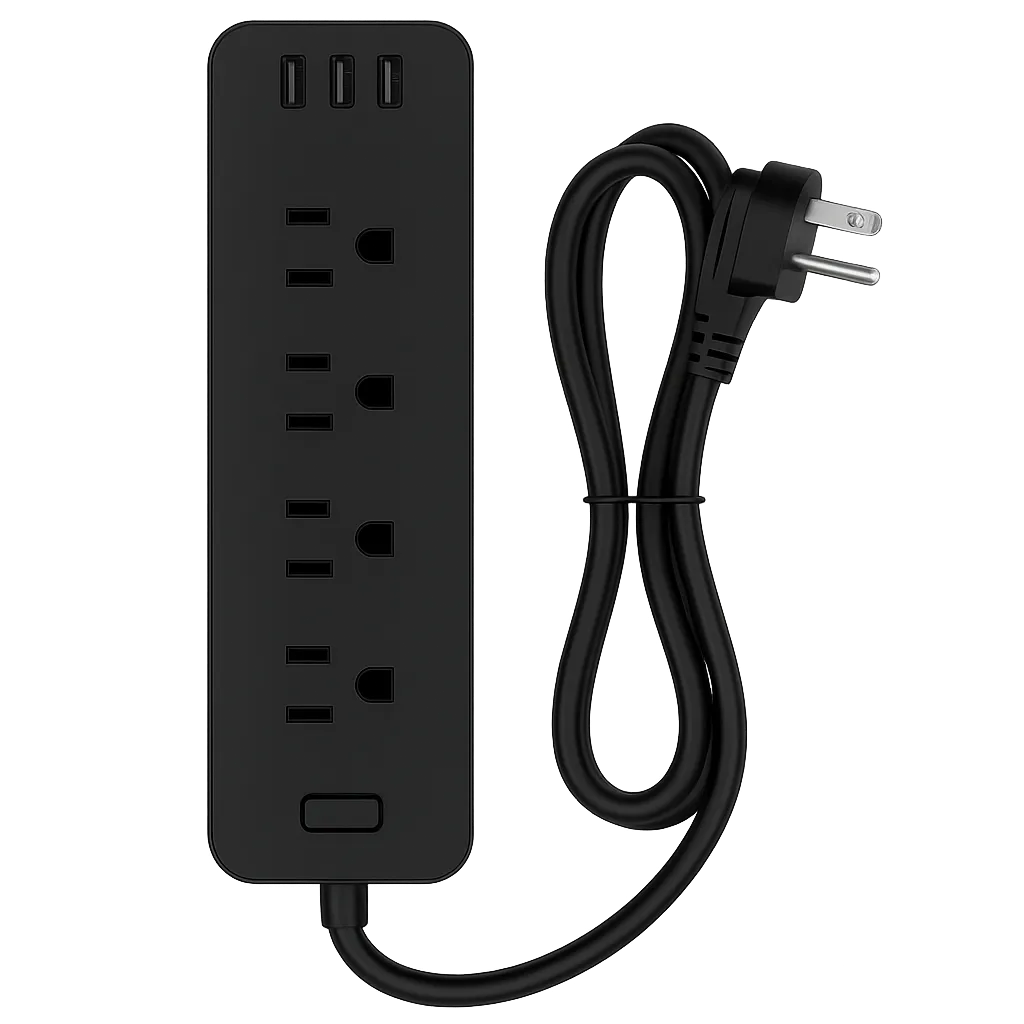 4-Outlet Power Strip with 3 USB-A Ports, 3.9ft Cord, 2500W Surge Protector, for Home & Office(2360000501) - Image 3
