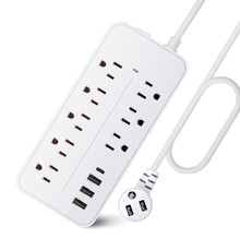 8-Outlet Power Strip with 3 USB-A and 1 USB-C Ports, Surge Protector, Extension Cord for Home and Office, Multi Plug Socket with Overload Protection (2360001101)
